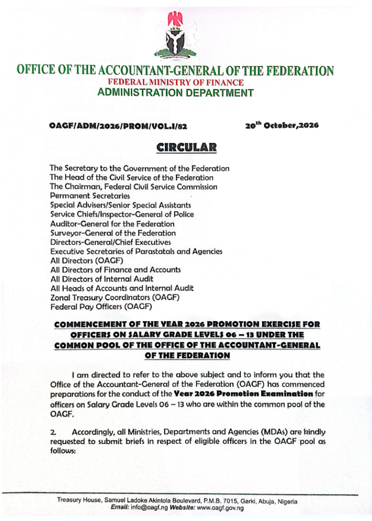 COMMENCEMENT OF THE YEAR 2026 PROMOTION EXERCISE FOR OFFICERS ON SALARY ...
